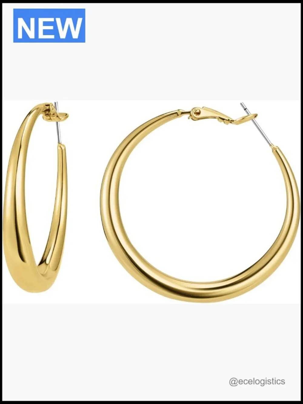 Chunky Hoop Earrings 18K Gold Plated Thick Round Hypoallergenic Statement